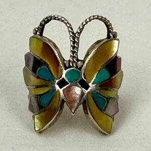 Butterfly Silver Cocktail Ring Vintage Native Indian Jewelry